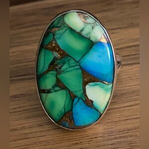 Peacock Dahlia Turquoise set in 925 Sterling Silver Ring